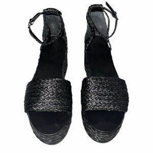 Zara Woman Black Braided Platform Sandals Size 39